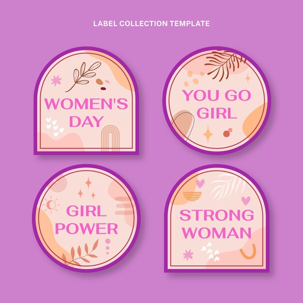 Hand drawn international women's day labels collection