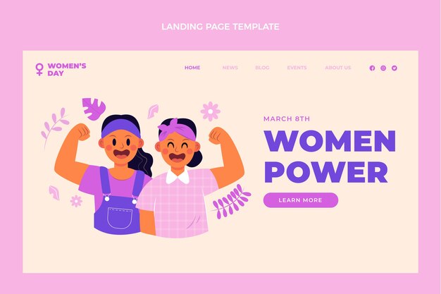 Hand drawn international women's day landing page template