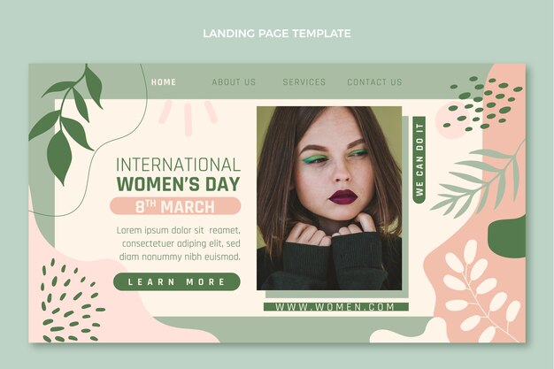 Hand drawn international women's day landing page template