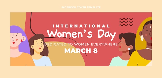 Hand drawn international women's day social media cover template