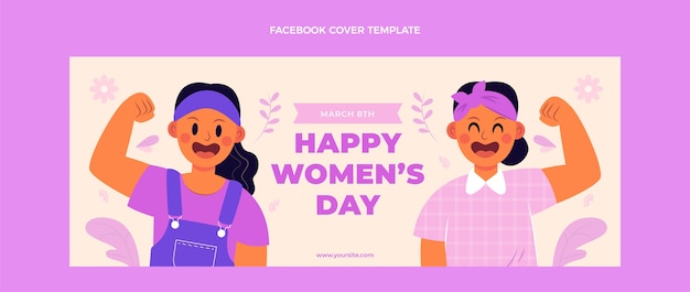 Hand drawn international women's day social media cover template