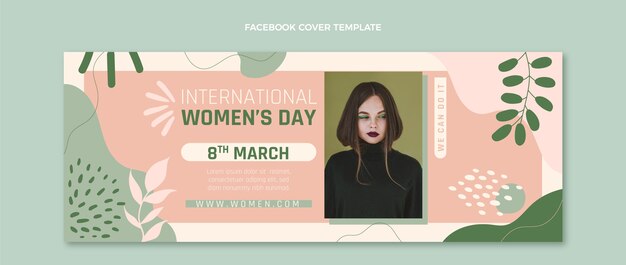 Hand drawn international women's day social media cover template