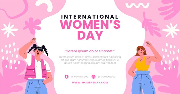 Hand drawn international women's day social media post template