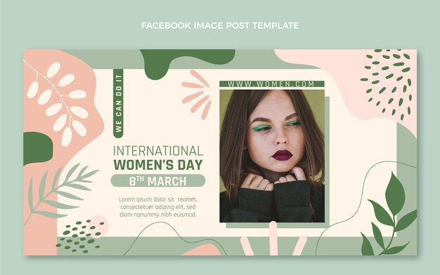 Hand drawn international women's day social media post template