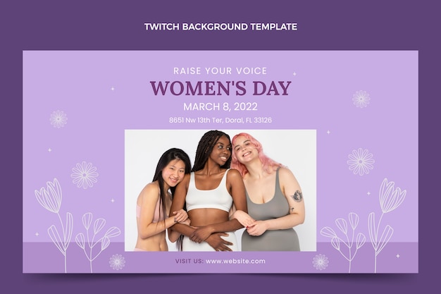 Hand drawn international women's day twitch background