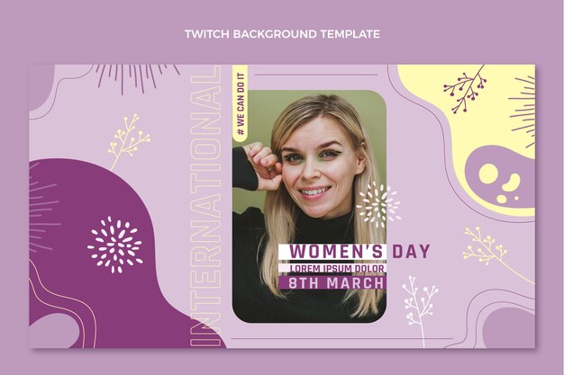 Hand drawn international women's day twitch background