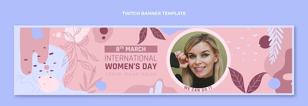 Free Vector hand drawn international women's day twitch banner