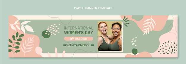 Free Vector hand drawn international women's day twitch banner