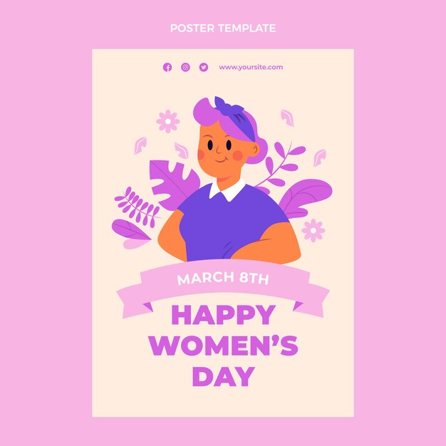 Hand drawn international women's day vertical poster template