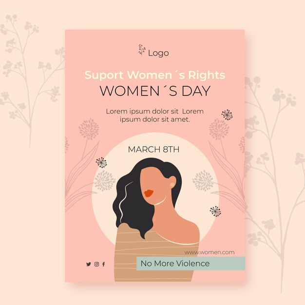 Hand drawn international women's day vertical poster template