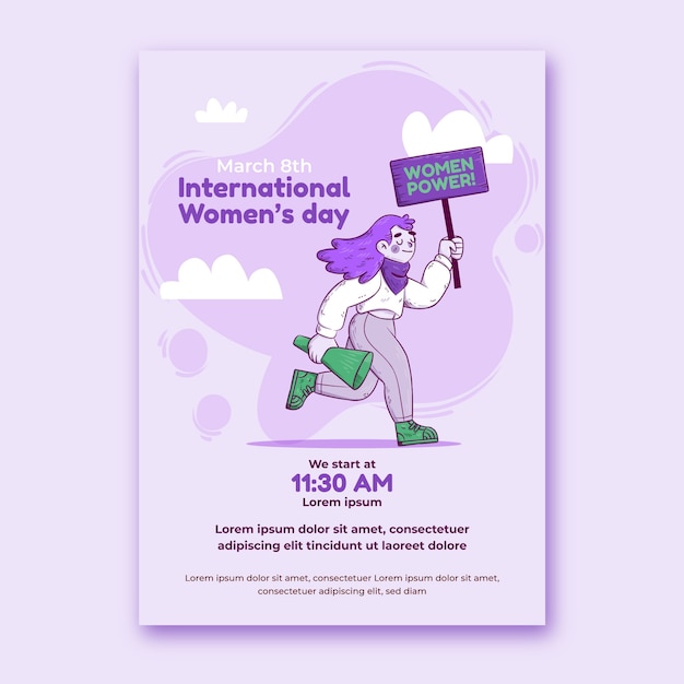 Hand drawn international women's day vertical poster template