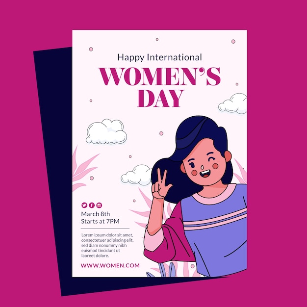 Hand drawn international women's day vertical poster template