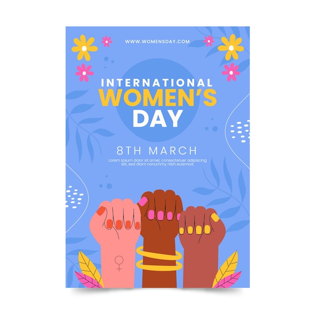 Free Vector hand drawn international women's day vertical poster template