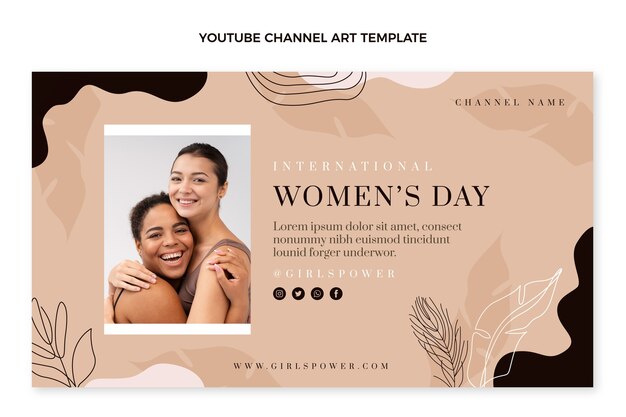 Hand drawn international women's day youtube channel art