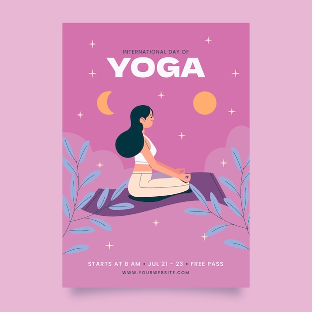 Hand drawn international yoga day poster