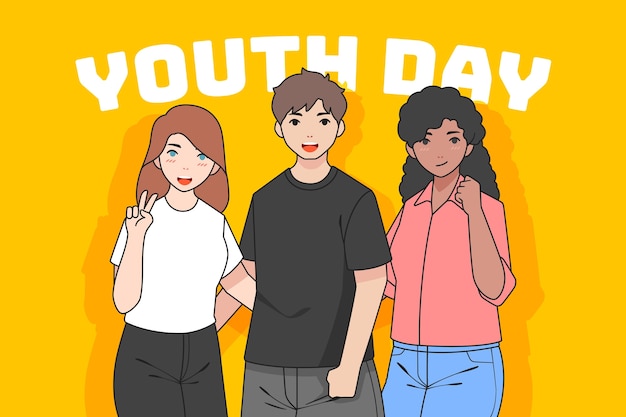 Hand drawn international youth day background