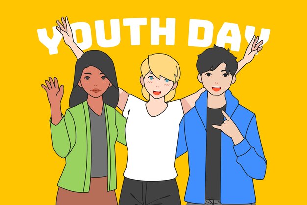 Hand drawn international youth day background