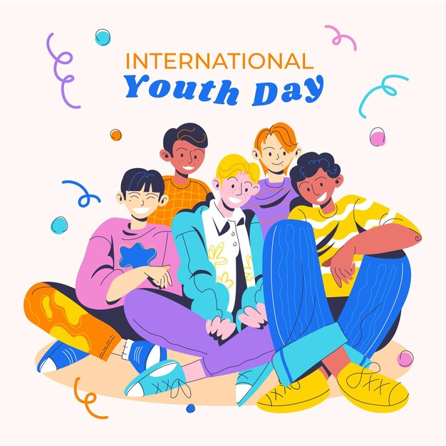 Hand drawn international youth day illustration