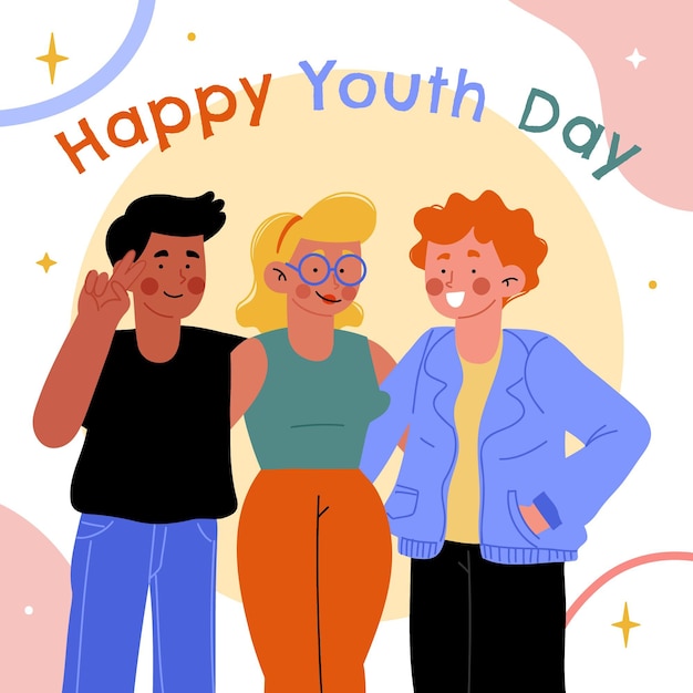 Hand drawn international youth day illustration