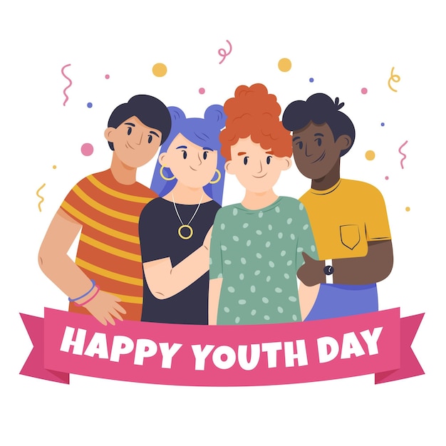 Hand drawn international youth day illustration