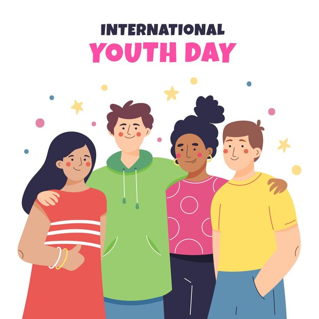 Hand drawn international youth day illustration