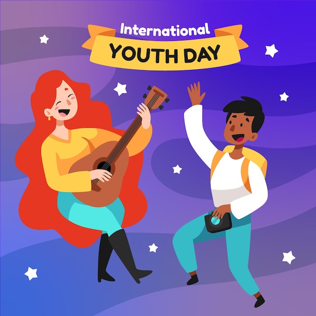 Hand drawn international youth day illustration