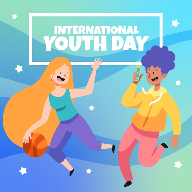 Hand drawn international youth day illustration