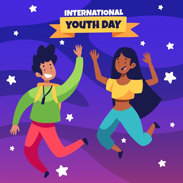 Hand drawn international youth day illustration