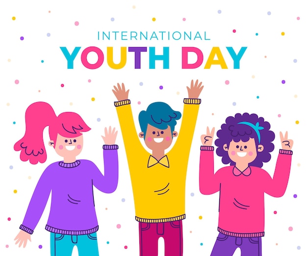 Hand drawn international youth day illustration