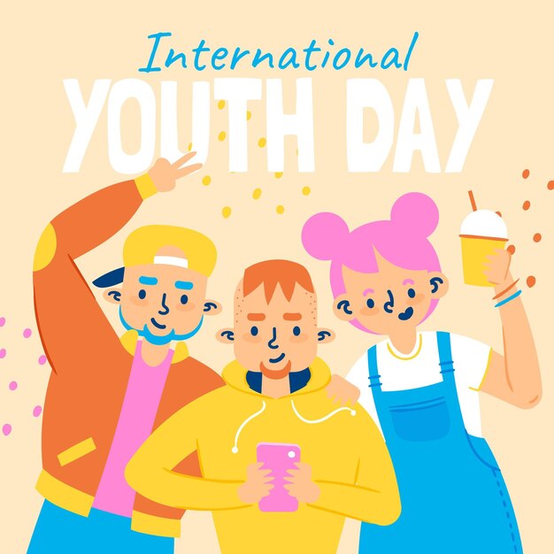 Hand drawn international youth day illustration