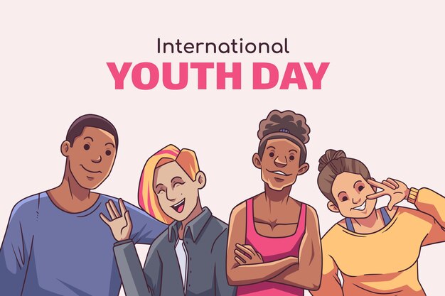 Hand drawn international youth day illustration