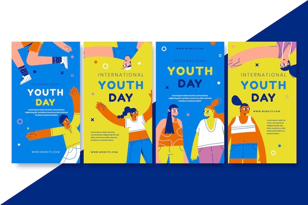 Free Vector hand drawn international youth day stories collection