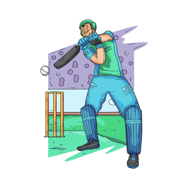 Free Vector hand drawn ipl cricket illustration