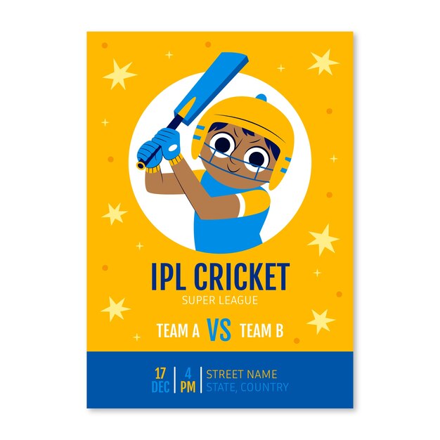 Hand drawn ipl cricket poster