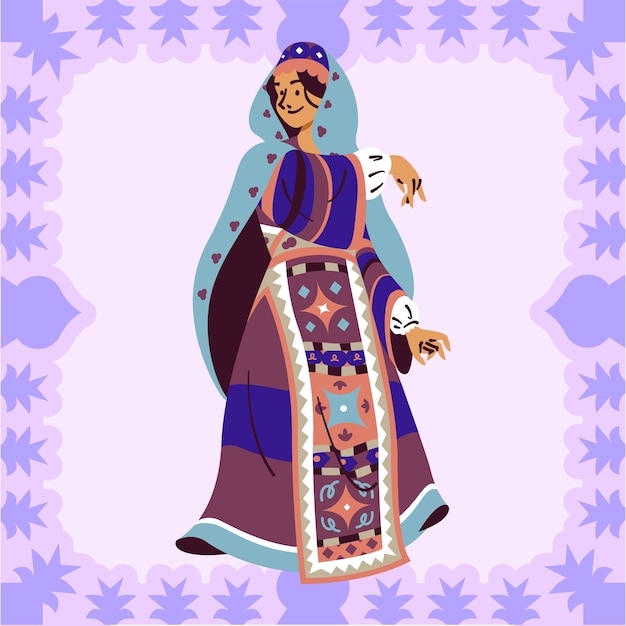 Free Vector hand drawn  iranian woman illustration