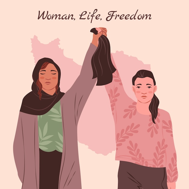 Free Vector hand drawn iranian women holding hands