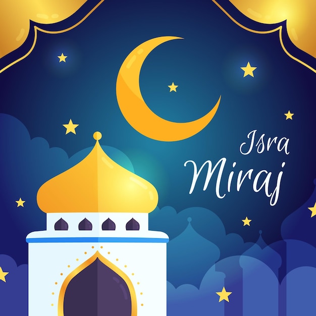 Hand-drawn isra miraj illustration