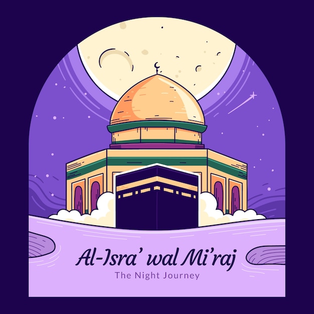 Hand drawn isra miraj illustration