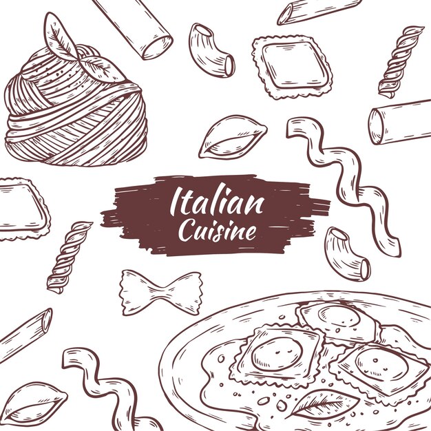 Hand drawn italian cuisine illustration