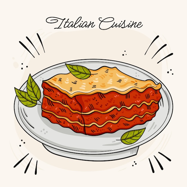 Free vector hand drawn italian cuisine illustration