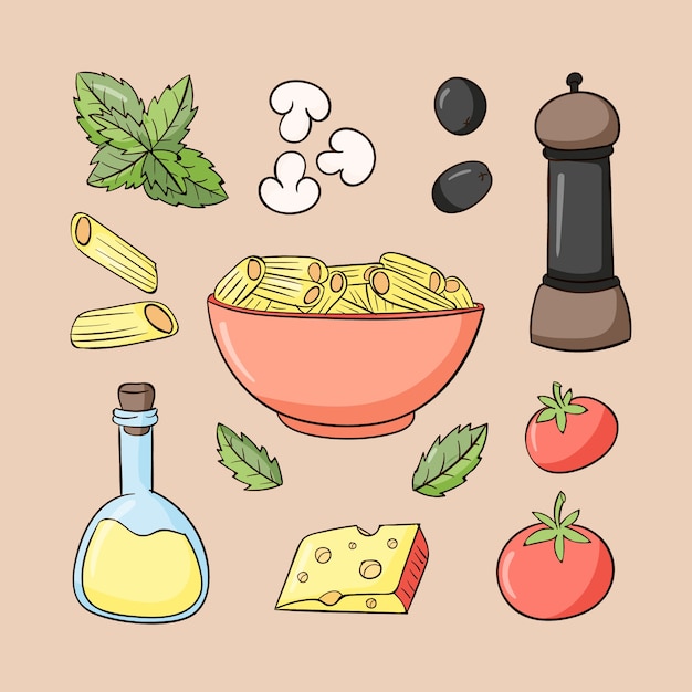 Free Vector hand drawn italian cuisine illustration