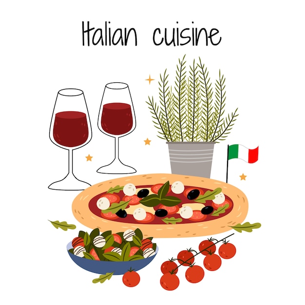 Free Vector hand drawn italian cuisine illustration