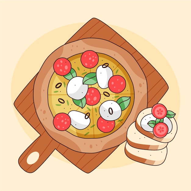 Hand drawn italian cuisine illustration