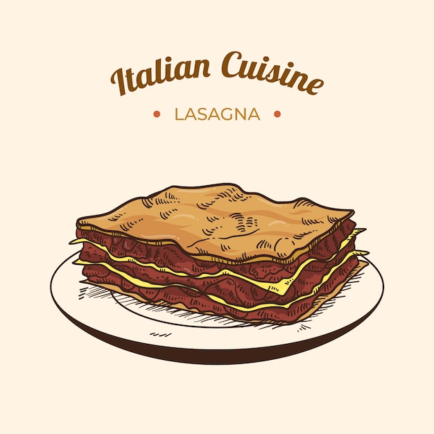 Hand drawn italian cuisine illustration