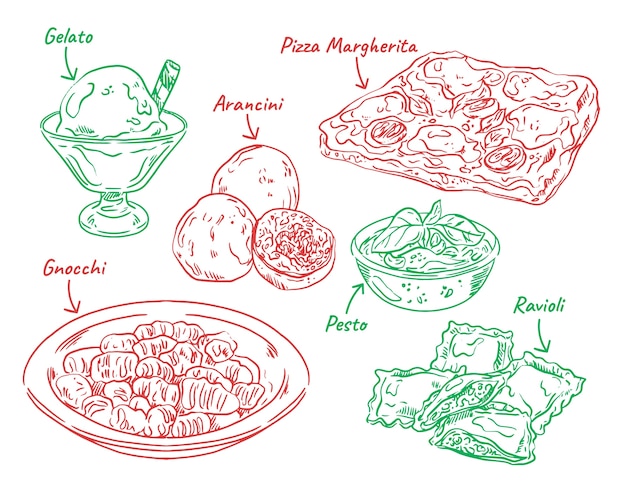 Free Vector hand drawn italian cuisine