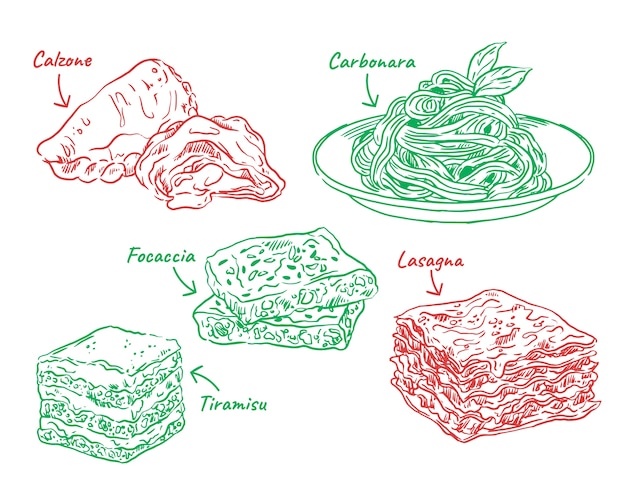 Free Vector hand drawn italian cuisine