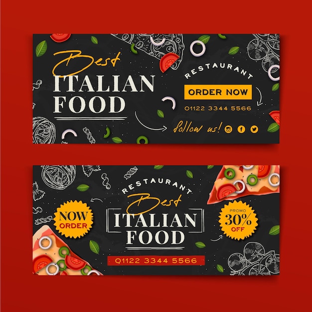 Hand drawn italian food banner design