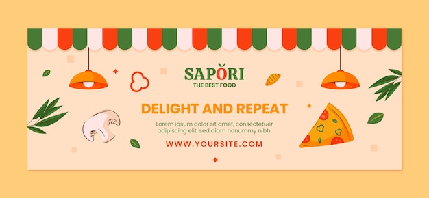 Free Vector hand drawn italian restaurant facebook cover