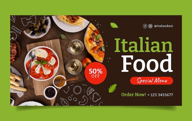 Free Vector hand drawn italian restaurant facebook post