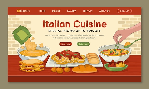 Free vector hand drawn italian restaurant template